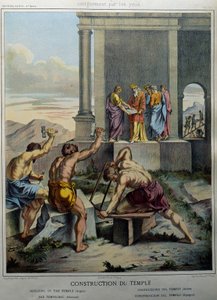 सुलैमान के मंदिर का निर्माण - "पवित्र इतिहास" में, संस्करण। Hachette द्वारा अज्ञात कलाकार