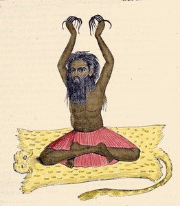 संस्कृति, सभ्यता और भारतीय समाज: लंबे नाखूनों वाला एक फकीर (फकीर) का चित्र, भारत। द्वारा अज्ञात कलाकार