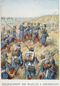 सिदी में फ्रेंच की लैंडिंग - फेरुच, अल्जीरिया, 14 जून, 1830 - "" फ्रांस का इतिहास "" में द्वारा अज्ञात कलाकार