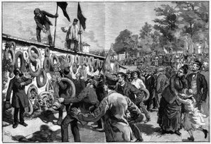 27 मई 1888 को संघों के अंत्येष्टि के सामने पेरे लाचाइज़ में अराजकतावादियों का प्रदर्शन। द्वारा अज्ञात कलाकार