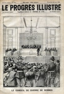 ड्रेफस मामला। रेनेस परीक्षण। युद्ध परिषद (1899) से पहले अल्फ्रेड ड्रेफस। अगस्त 20 . से "" ले प्रोग्रेस डी ल्यों "" का कवर द्वारा अज्ञात कलाकार