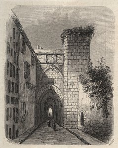 जेरूसलम में अरब मेड्रेस (हायर स्कूल) का प्रवेश जहां मंदिर के मेशा स्टील को दफनाया गया था - जनवरी 1873 के "द इलस्ट्रियस वर्ल्ड" में उत्कीर्णन द्वारा अज्ञात कलाकार