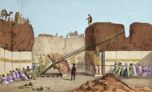 नीनवे (निनवे) की खुदाई - हेनरी लेयार्ड द्वारा निमरुद (निमरूद) के खंडहर (19वीं शताब्दी में मेसोपोटामिया की अपनी यात्रा के बाद); ग्रेट बुल विंग का प्रतिस्थापन - सर ऑस्टेन हेनरी की खुदाई के दौरान निमरुद से एक पंख वाले बैल का शिपमेंट द्वारा अज्ञात कलाकार