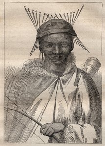 एंडर्स स्पारमैन (1748-1820) द्वारा दक्षिण अफ्रीका (1775) की भूमि के आंतरिक भाग के लिए अभियान: एक बोस्चिमन (बोचिमन या सैन, दक्षिणी अफ्रीका के लिए स्वदेशी) - "18 वीं शताब्दी के महान नाविक" से लिया गया चित्रण। द्वारा अज्ञात कलाकार