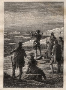 सैमुअल हर्न (1745-1792) द्वारा ग्रेट कैनेडियन नॉर्थ (1769-1772) की खोज: हर्न कोपरमाइन नदी के रास्ते ऊपर जाता है और 1771 में आर्कटिक महासागर में अपने मुहाने पर आता है - "द ग्रेट मेरिनर्स ऑफ़ द 18" से चित्रण सदी" द्वारा अज्ञात कलाकार