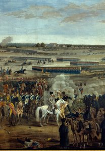 पहला साम्राज्य: सम्राट नेपोलियन I (1769-1821) (सफेद घोड़े पर) लीपज़िग (राष्ट्रों की लड़ाई) की लड़ाई में, अक्टूबर 16-19 द्वारा अज्ञात कलाकार