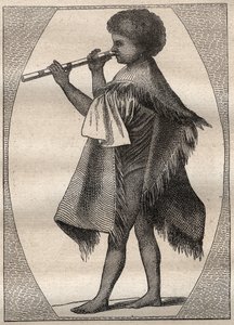 कप्तान जेम्स कुक (1728-1779) द्वारा पहली यात्रा (1768-1771): ताहिती बांसुरी वादक - "18 वीं शताब्दी के महान नाविक" से लिया गया चित्रण। द्वारा अज्ञात कलाकार