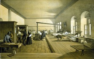 1855 के आसपास तुर्की के स्कूटरी के एक अस्पताल में फ्लोरेंस नाइटिंगेल (1820 - 1910) द्वारा अज्ञात कलाकार