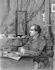 फ़्राँस्वा कोपी (1842-1908), फ्रांसीसी कवि और नाटककार। एमएफ Desmoulins.1885 द्वारा ड्राइंग। द्वारा अज्ञात कलाकार
