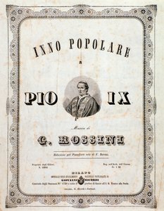 संगीत स्कोर का अग्रभाग Gioacchino Rossini . द्वारा पायस IX के लिए लोकप्रिय भजन द्वारा अज्ञात कलाकार