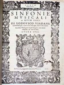 Ludovico Viadana द्वारा संगीतमय सिम्फनीज़ के संगीत स्कोर का अग्रभाग द्वारा अज्ञात कलाकार