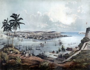1850 में हवाना (ला हबाना, क्यूबा) का सामान्य दृश्य। द्वारा अज्ञात कलाकार