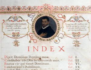 Giovanni Giacomo Gastoldi . के चित्र के साथ अनुक्रमणिका पृष्ठ द्वारा अज्ञात कलाकार