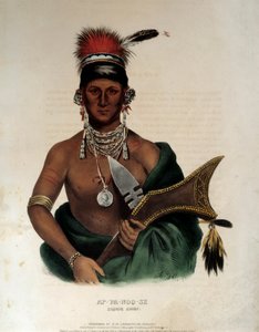 अमेरिका के भारतीय: "" सौकी एपी पा नू सी के एक भारतीय प्रमुख का पोर्ट्रेट "" 1836 का बेनामी लिथोग्राफ ला रोशेल, मुसी डू नोव्यू मोंडे द्वारा अज्ञात कलाकार