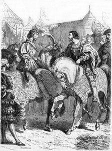 फ्रेंकोइस 1 और हेनरी VIII का साक्षात्कार। 19वीं सदी की नक्काशी। द्वारा अज्ञात कलाकार