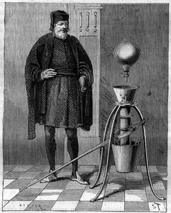 आविष्कार: जर्मन आविष्कारक ओटो डी गुएरिके (ओटो डी गुएरिके) (1602-1686) द्वारा वायवीय मशीन। "" ला नेचर "" में उत्कीर्णन द्वारा अज्ञात कलाकार