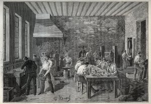 आभूषण: स्टील के गहने कारखाने। एडोल्फ बिटार्ड द्वारा 1885 से "लेस आर्ट्स एट मेटियर्स इलस्ट्रेट्स" में उत्कीर्णन। द्वारा अज्ञात कलाकार