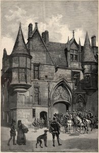 IV arrondissement a l'epoque de la Reine Margot में पेरिस में L'hotel de Sens - फ्रांस के मार्गरेट के समय पेरिस में Hotel de Sens का बाहरी दृश्य (1553-1615) द्वारा अज्ञात कलाकार