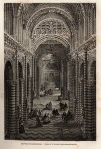 सिएना के गिरजाघर का आंतरिक भाग, 1865 में सिएना (इटली) के लिए एक यात्रा को चित्रित करने के लिए उत्कीर्णन, एडौर्ड चार्टन के निर्देशन में प्रकाशित "ले टूर डू मोंडे, नोव्यू जर्नल डेस वॉयेज" में द्वारा अज्ञात कलाकार