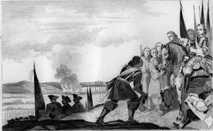 1745 में फोंटेनोई की लड़ाई में लुई XV (1710-74) - ऑस्ट्रिया के उत्तराधिकार का युद्ध (1740-1748) - सैक्सोनी के मौरिस, सक्सोनी के मारेचल (1696-1750), फोंटेनॉय की लड़ाई में विजयी, फ्रांस के राजा से मिले , लुई XV (१७१०-१७७४) - १८२५ की उत्कीर्णन "हाय" द्वारा अज्ञात कलाकार