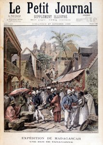 मेडागास्कर अभियान: तानानारिव में एक सड़क - 27/11/1895 के "ले पेटिट जर्नल" में द्वारा अज्ञात कलाकार