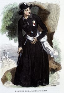 मार्क्विस डे ला रोशेजाक्वेलिन (या ला रोशेजेकलीन) (1772 - 1857) (छाती पर वेंडीन्स का प्रतीक चिन्ह), 19वीं शताब्दी का उत्कीर्णन द्वारा अज्ञात कलाकार