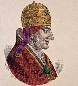 मध्य युग: पोप अलेक्जेंडर III (एलेसेंड्रो) (1105-1181) का प्रतिनिधित्व "" ला स्टोरिया देई पपी डेल कार्ड से उत्कीर्णन। हर्गेनरोदर ”1898 द्वारा अज्ञात कलाकार