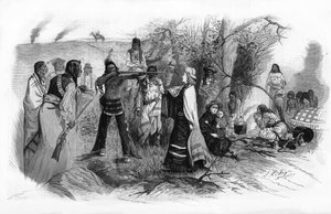 मिस जोसेफिन मीकर, 1880 में अमेरिकी भारतीय विद्रोहों द्वारा अपनी मां के साथ बंदी बना ली गईं। द्वारा अज्ञात कलाकार