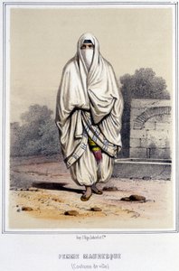 19वीं सदी के उत्तरार्ध के दौरान अल्जीयर्स में शहर की पोशाक में मूरिश महिला. द्वारा अज्ञात कलाकार