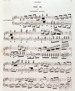संगीत स्कोर का पृष्ठ Gioacchino Rossini . द्वारा पायस IX के लिए लोकप्रिय भजन द्वारा अज्ञात कलाकार
