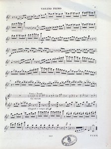 कल्लीवोडा द्वारा overture n°11 के पहले वायलिन के संगीत स्कोर का पृष्ठ द्वारा अज्ञात कलाकार