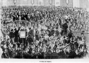 1870 में पेरिस स्टॉक एक्सचेंज (टोकरी)। द्वारा अज्ञात कलाकार