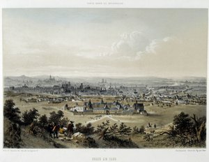 1620 में पेरिस, बट्टे चाउमोंट से लिया गया सामान्य दृश्य - लिथोग्राफी द्वारा अज्ञात कलाकार