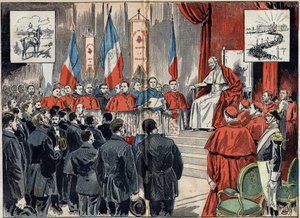 पोप लियोन XIII (1810-1903) ने पवित्र भूमि में फ्रांस के संरक्षक को तब प्रतिष्ठित किया जब जर्मनी इसे बदलना चाहता था। 8 अक्टूबर के दर्शक द्वारा अज्ञात कलाकार