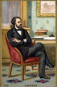 आंद्रे-मैरी एम्पीयर का पोर्ट्रेट (1775 - 1836) फ्रांसीसी भौतिक विज्ञानी। 19 वीं शताब्दी की क्रोमोलिथोग्राफी। द्वारा अज्ञात कलाकार