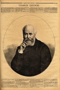 चार्ल्स गुनोद (1818-1893) का पोर्ट्रेट, एक फ्रांसीसी संगीतकार, जो अपने ओपेरा (1859 में फॉस्ट, 1867 में रोमियो और जूलियट) के लिए प्रतिष्ठित था, उन्होंने अल्फ्रेड डी मुसेट (1810-1857) की कविताओं के लिए सिम्फनी और कई धुनों की भी रचना की। विक्टर ह्यूगो (1802-1 द्वारा अज्ञात कलाकार