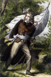 बावर्ची चाउआन जैक्स कैथेलिनौ का पोर्ट्रेट (1759-1793) लिली के फूलों के साथ बैनर लेकर द्वारा अज्ञात कलाकार