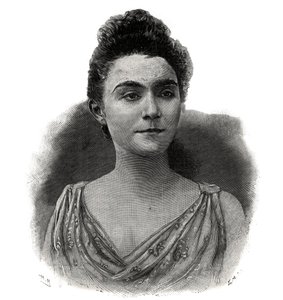 एम्मा लॉर एस्तेर गिल्बर्ट का पोर्ट्रेट, डिट यवेटे गिल्बर्ट (1865-1944) कॉफी-कॉन्सर्ट के फ्रांसीसी गायक - 1892 की उत्कीर्णन द्वारा अज्ञात कलाकार