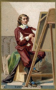 Eustache Le Sueur (1617 - 1655) का पोर्ट्रेट, फ्रांसीसी चित्रकार, डिजाइनर और डेकोरेटर। 19 वीं शताब्दी की क्रोमोलिथोग्राफी। द्वारा अज्ञात कलाकार