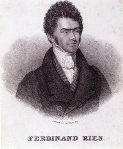 फर्डिनेंड रीस का पोर्ट्रेट (1784 - 1838) जर्मन संगीतकार और पियानोवादक। 19वीं सदी की नक्काशी। द्वारा अज्ञात कलाकार