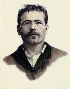 फ्रेंकोइस क्लॉडियस कोएनिगस्टीन (1859-1892) का पोर्ट्रेट, फ्रांसीसी अराजकतावादी आतंकवादी कार्यकर्ता। 19वीं सदी की नक्काशी द्वारा अज्ञात कलाकार