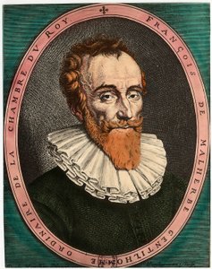 फ्रेंकोइस डी मल्हेरबे (1555 - 1628) का पोर्ट्रेट, फ्रांसीसी कवि। 17 वीं शताब्दी की नक्काशी। निजि संग्रह। द्वारा अज्ञात कलाकार