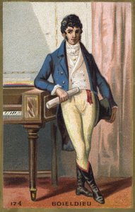 फ्रांकोइस एड्रियन बोइल्डियू (1775 - 1834) का पोर्ट्रेट, फ्रांसीसी संगीतकार। 19वीं सदी के उत्तरार्ध की क्रोमोलिथोग्राफी। द्वारा अज्ञात कलाकार