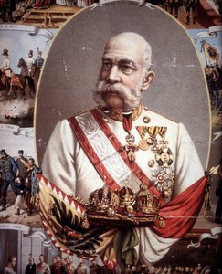 फ्रांकोइस जोसेफ I (1830 -1916) का पोर्ट्रेट। ऑस्ट्रिया के सम्राट और हंगरी के राजा। 19वीं सदी के अंत का क्रोमोलिथोग्राफ... द्वारा अज्ञात कलाकार