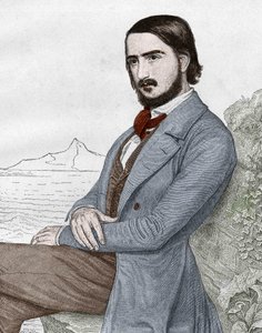 जॉर्जेस (जॉर्ज) हेरवेघ (1817-1875) का चित्र जर्मन कवि, सी. हिट्ज़ की पेंटिंग पर आधारित है। द्वारा अज्ञात कलाकार