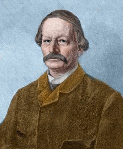 गुस्ताव फ़्रीटैग का पोर्ट्रेट (1816-1895), जर्मन लेखक। द्वारा अज्ञात कलाकार