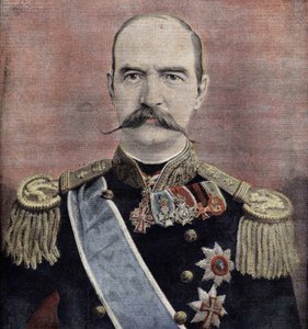 ग्रीस के राजा महामहिम जॉर्ज I (1863-1913) का पोर्ट्रेट। 1895 की नक्काशी। द्वारा अज्ञात कलाकार