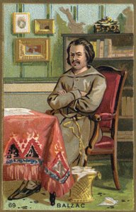 होनोरे डी बाल्ज़ाक (1799-1850) का पोर्ट्रेट, फ्रांसीसी लेखक। 19वीं सदी की क्रोमोलिथोग्राफी। द्वारा अज्ञात कलाकार
