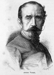 होरेस वर्नेट (1789-1863) का पोर्ट्रेट, फ्रांसीसी चित्रकार और कार्टूनिस्ट, उत्साही बोनापार्टिस्ट, नेपोलियन III का आधिकारिक चित्रकार बन गया। द्वारा अज्ञात कलाकार