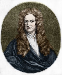 आइजैक न्यूटन का पोर्ट्रेट (1642-1727) अंग्रेजी भौतिक विज्ञानी। द्वारा अज्ञात कलाकार